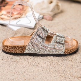 Bona Elegantne papuče s kopčom zlatni 2