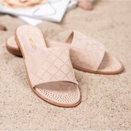 SHELOVET Elegantne papuče od antilopa bež 2