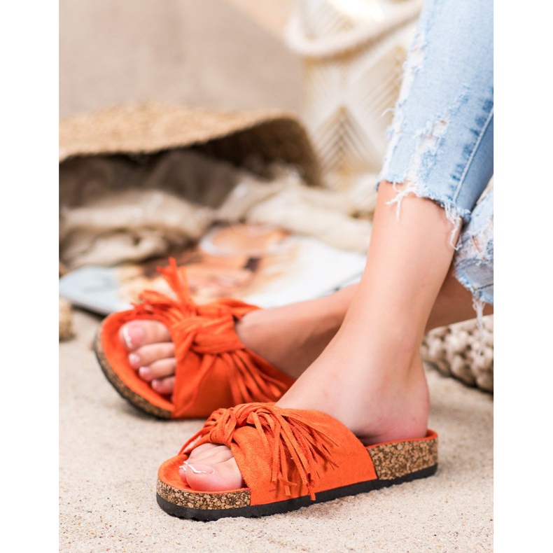 Bestelle Papuče od antilopa s resama narančasta 1