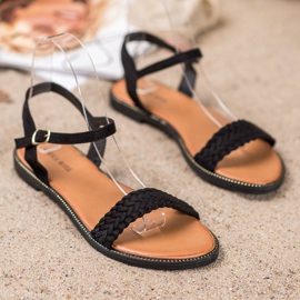 Laura Mode Ležerne crne sandale crna 2