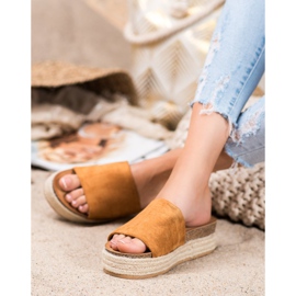 Renda Papuče od antilopa na platformi smeđa 1