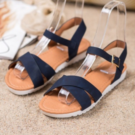 SHELOVET Udobne sandale od tekstila plava 1