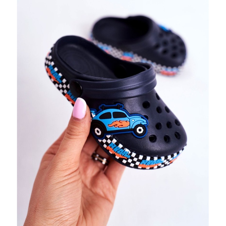 Giolan Dječje papuče Foam Crocs Navy Blue Road Racing tamnoplava plava narančasta 1