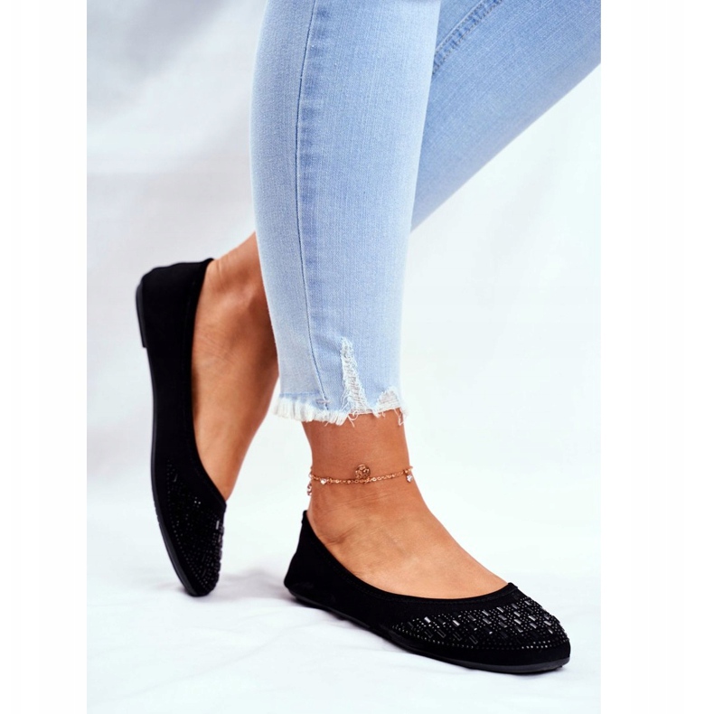 Le Scarpe Ženske crne balerinke s Amanterovim kubnim cirkonijem crno 2