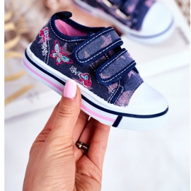 Le Scarpe Dječje tenisice Navy Blue Junalo čičak mornarsko plava ružičasta 2