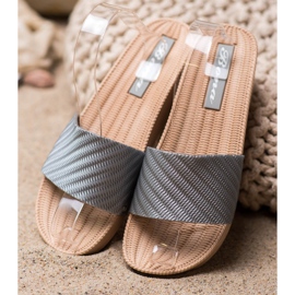 Bona Elegantne papuče na klin siva 1