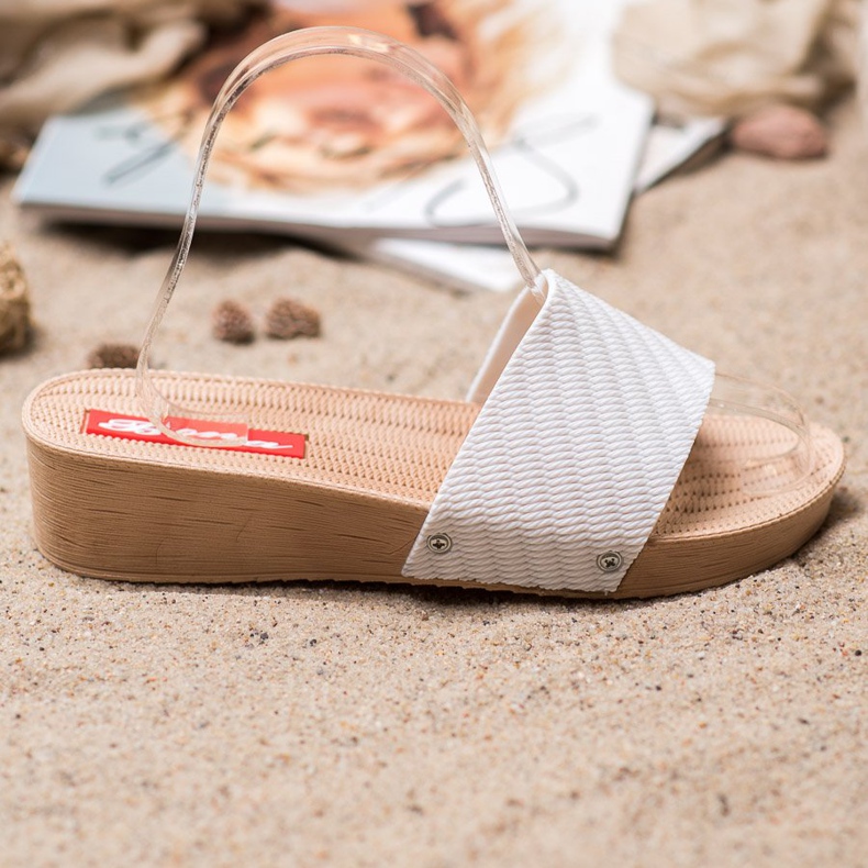 Bona Elegantne papuče na klin bijela 1