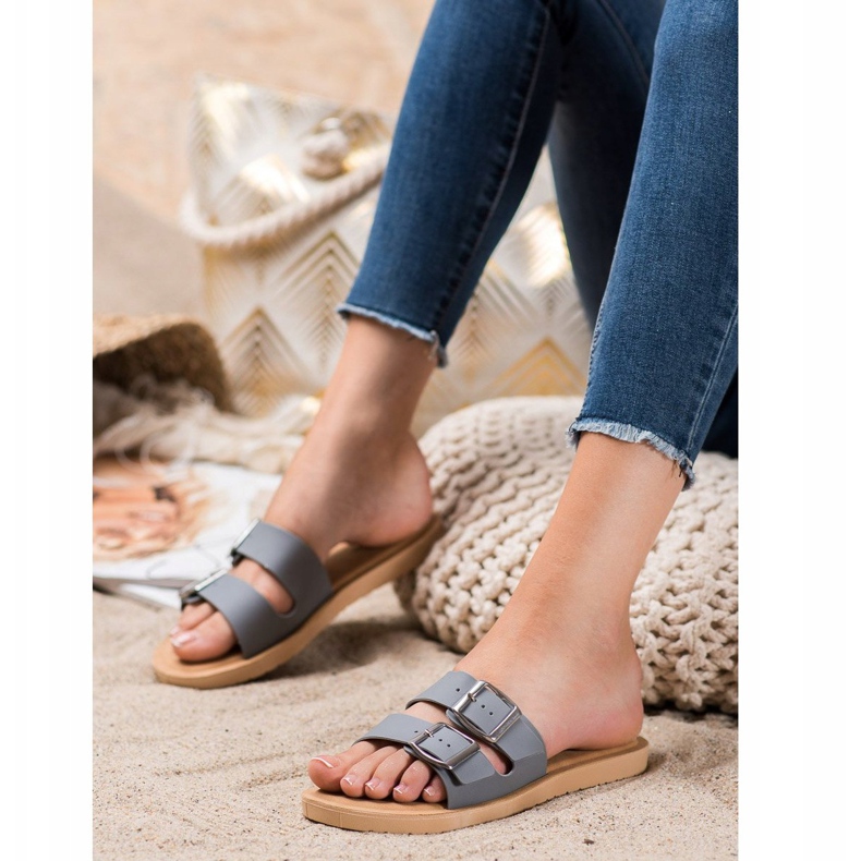 Bona Klasične papuče s kopčom siva 2