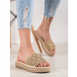 Small Swan Papuče s kristalima bež 2