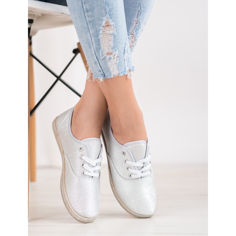 SHELOVET Srebrne tenisice sa sjajem siva 2