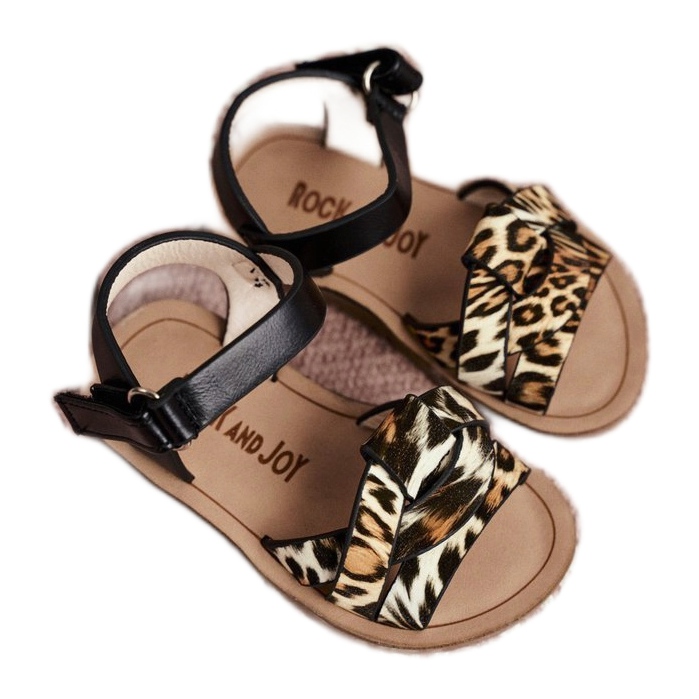 FRROCK Dječje sandale s čičkom Panterka Mimi smeđa crno naranča 3