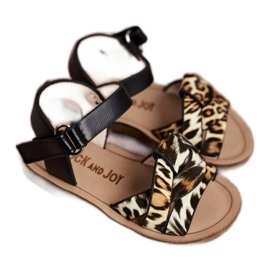 FRROCK Dječje sandale s čičkom Panterka Mimi smeđa crna narančasta 2