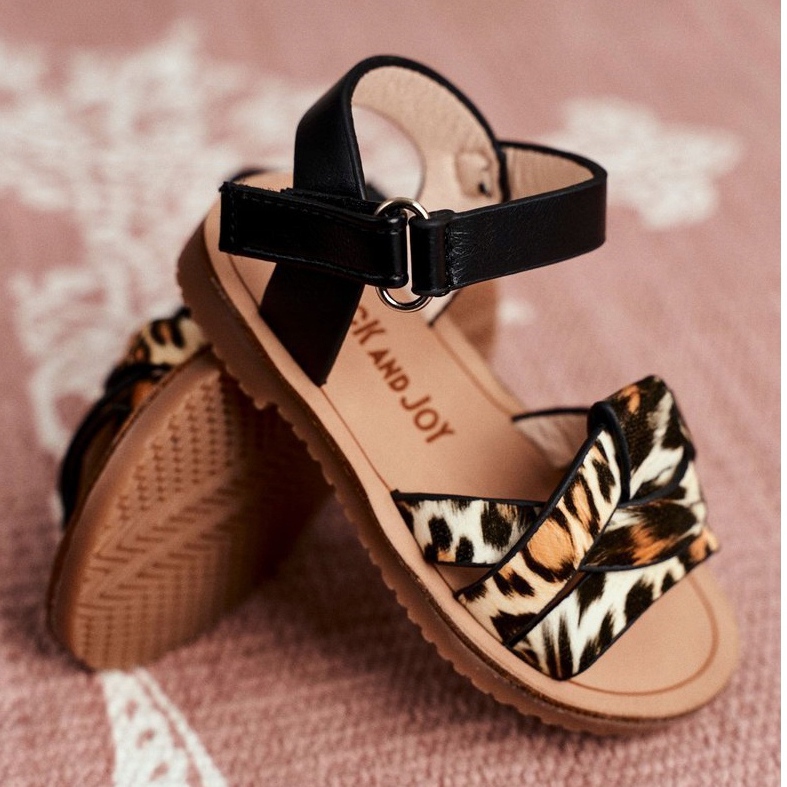 FRROCK Dječje sandale s čičkom Panterka Mimi smeđa crno naranča 4