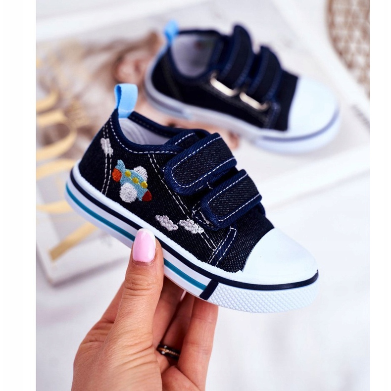 PL1 Tamnoplave dječje tenisice Nimalo s čičak trakom mornarsko plava 1