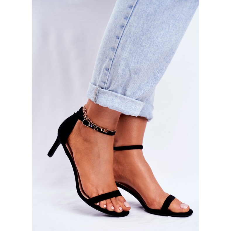 SEA Ženske klasične sandale na štiklu crne Mintore crno 1