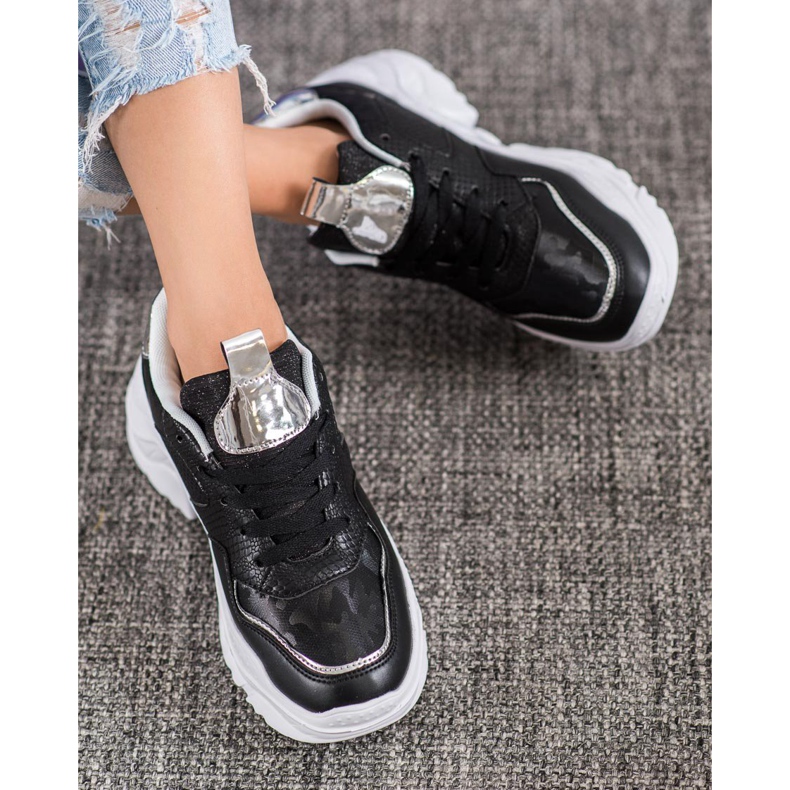 SHELOVET Tenisice od eko kože crna siva 1