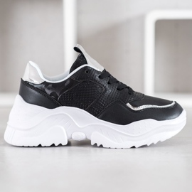 SHELOVET Tenisice od eko kože crna siva 2