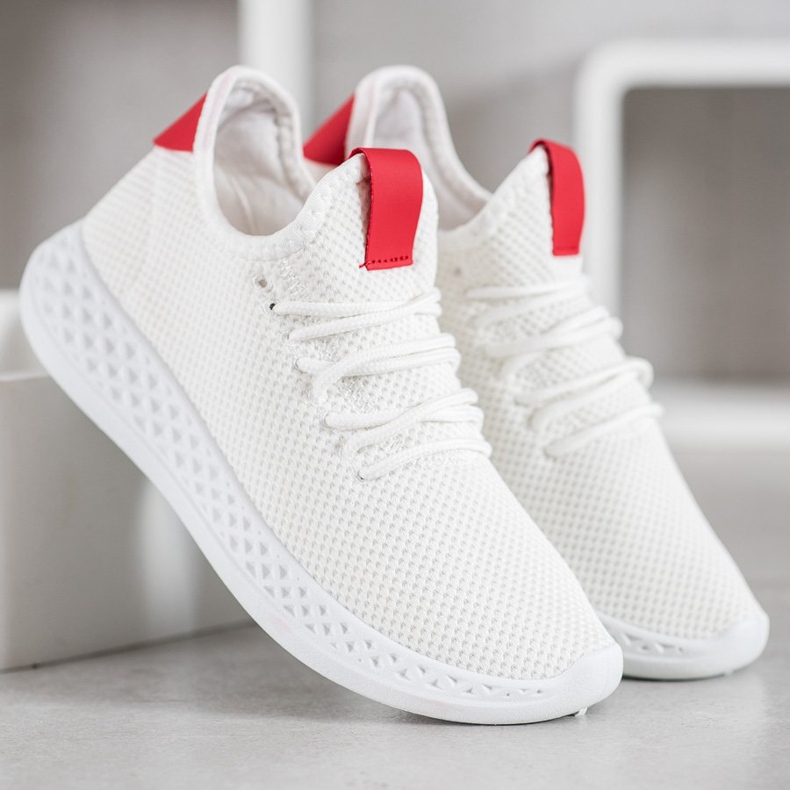 SHELOVET Udobne ažurne cipele bijela crvena 2