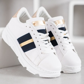 Weide Tenisice na platformi bijela crna žuta boja 2