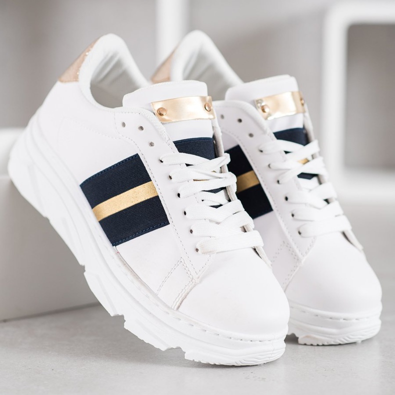 Weide Tenisice na platformi bijela crna žuta boja 2