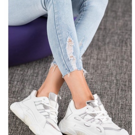 SHELOVET Bijele tenisice od eko kože bijela siva 1