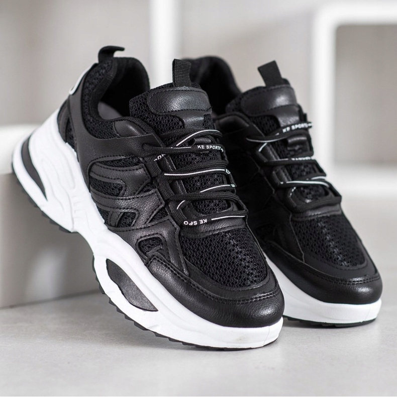 SHELOVET Udobne crne tenisice crna 2