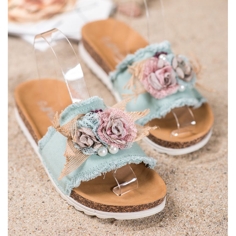 SHELOVET Modne papuče smeđa zelena 2