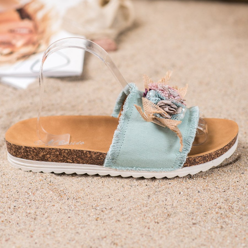 SHELOVET Modne papuče smeđa zelena 1