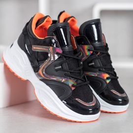 Weide Modne tenisice crna narančasta 1