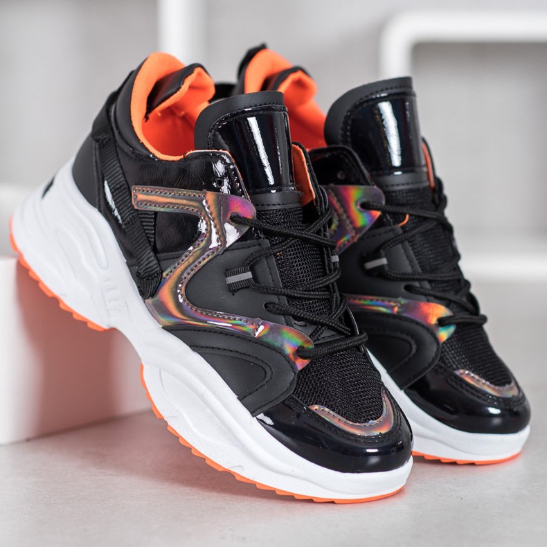 Weide Modne tenisice crno naranča 1