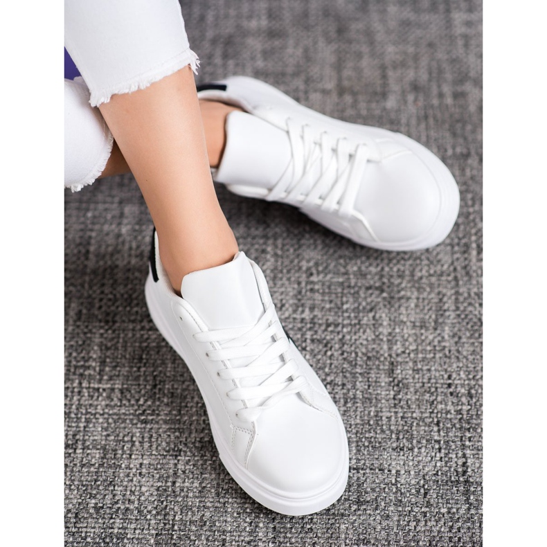 SHELOVET Modne cipele od eko kože bijela crna siva 1