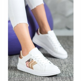 SHELOVET Modne cipele od eko kože bijela žuta boja 2