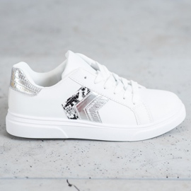 SHELOVET Modne cipele od eko kože bijela siva 2