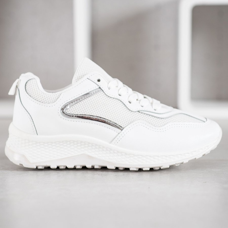 SHELOVET Klasične bijele tenisice bijela siva 2