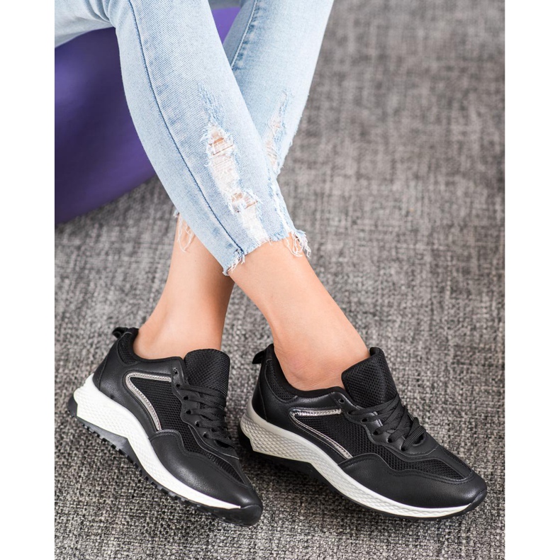 SHELOVET Klasične crne tenisice crna siva 2