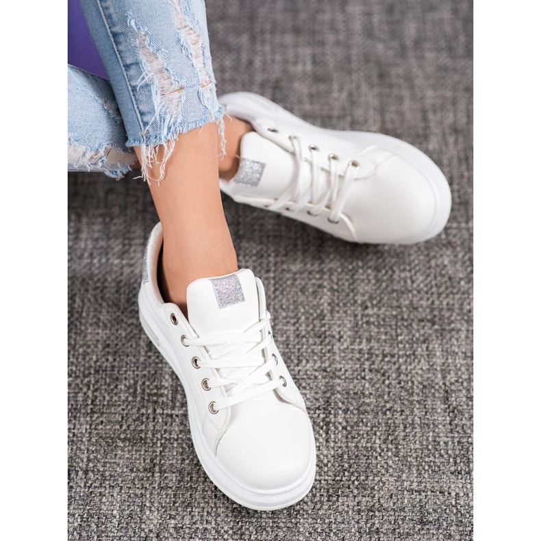 SHELOVET Tenisice s umetcima sa sjajem bijela siva 1