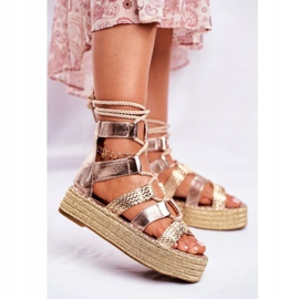 PS1 Ženske sandale na platformi Espadrilles Golden Eromica zlatni 2