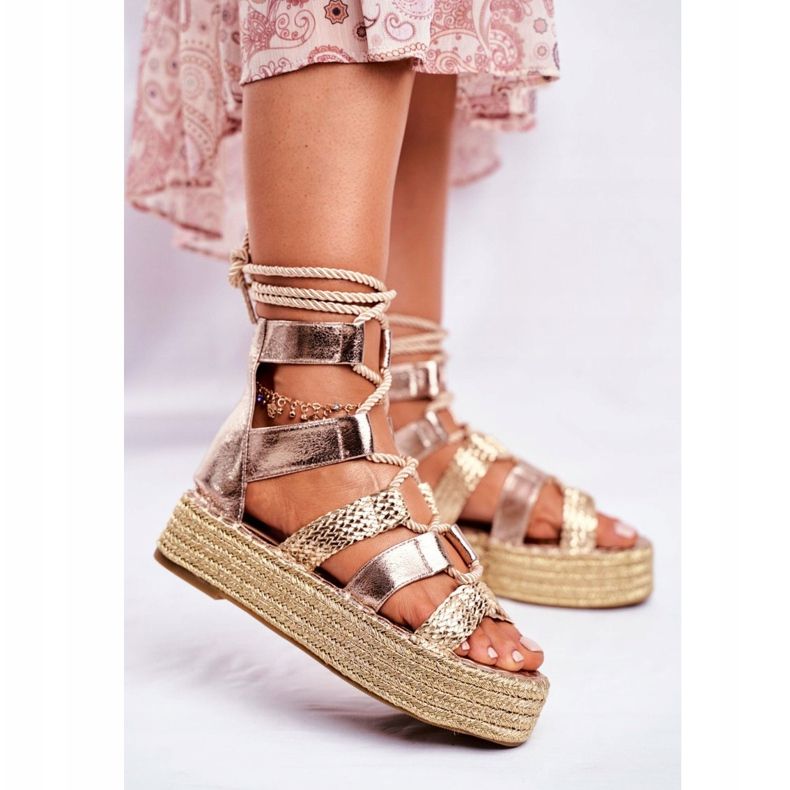 PS1 Ženske sandale na platformi Espadrilles Golden Eromica zlatni 2