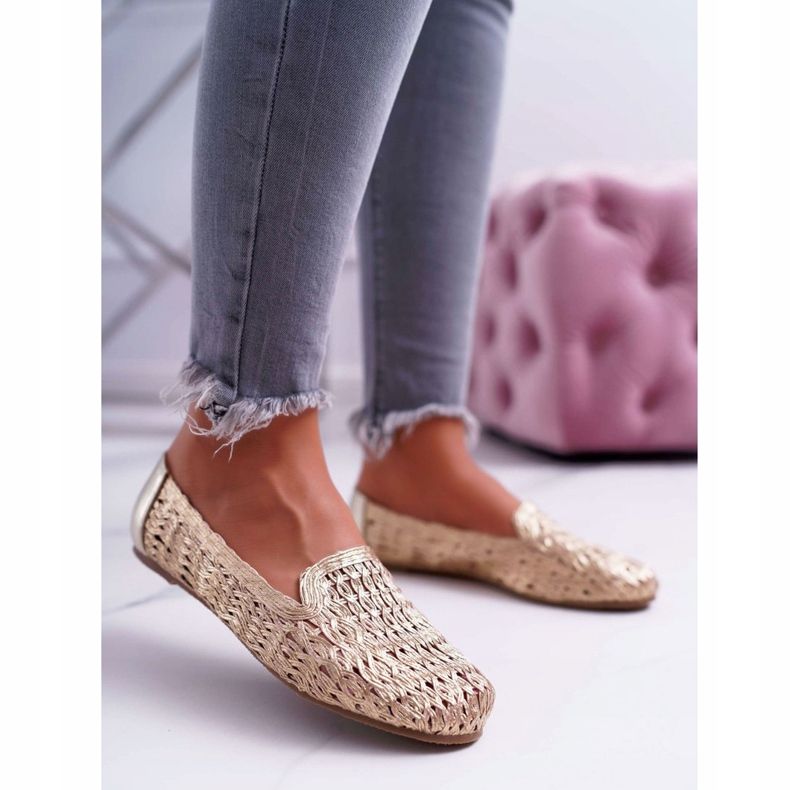 Ženske balerinke Lu Boo Pletene zlatne 4Ever zlatni 1