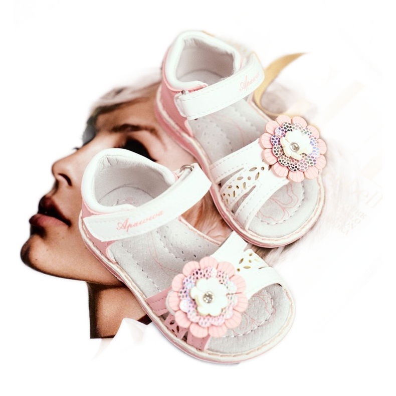 Apawwa Dječje sandale s Velcro Flower Pink Mino bijela ružičasta 1