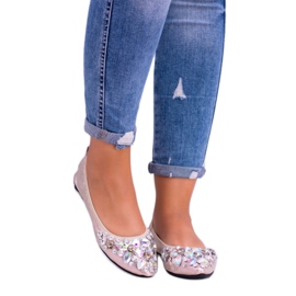 Lu Boo Zlatne balerine na čak i elastičnim kamenjem zlatna 3