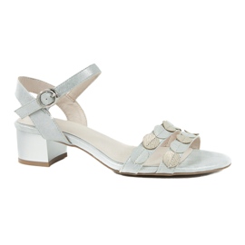 M.Daszyński Ženske sandale pruge Daszyński SA177-4 siva 5