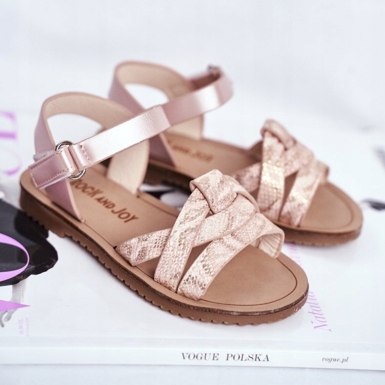 FRROCK Dječje sandale s čičkom za djevojčice Pink Lilo ružičasta žuta boja 1