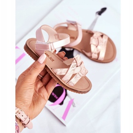 FRROCK Dječje sandale s čičkom za djevojčice Pink Lilo ružičasta žuta boja 2