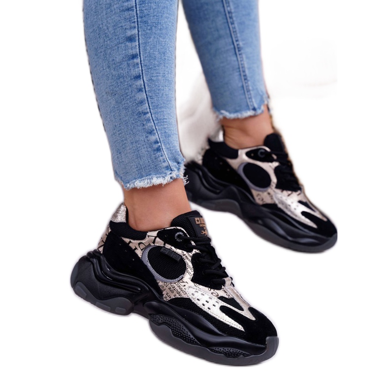 Ženske sportske cipele Big Star Daniel Lopez crno -zlatne FF274A524 crna žuta boja 1