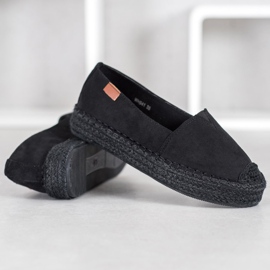 SHELOVET Crne espadrile sa antilopom crno 1