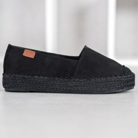SHELOVET Crne espadrile sa antilopom crno 2