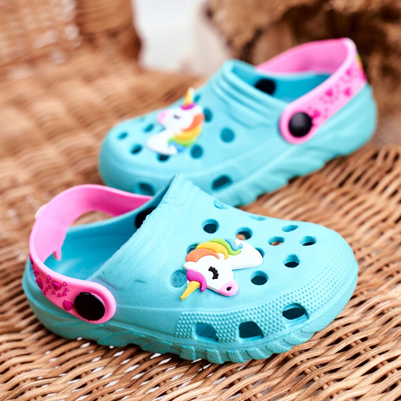 Bona Dječje papuče pjene Crocs Blue Unicorn Lily ljubičasta plava 2