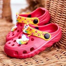 PB2 Dječje papuče pjene Crocs Pink Unicorn Lily ružičasta žuta boja 1