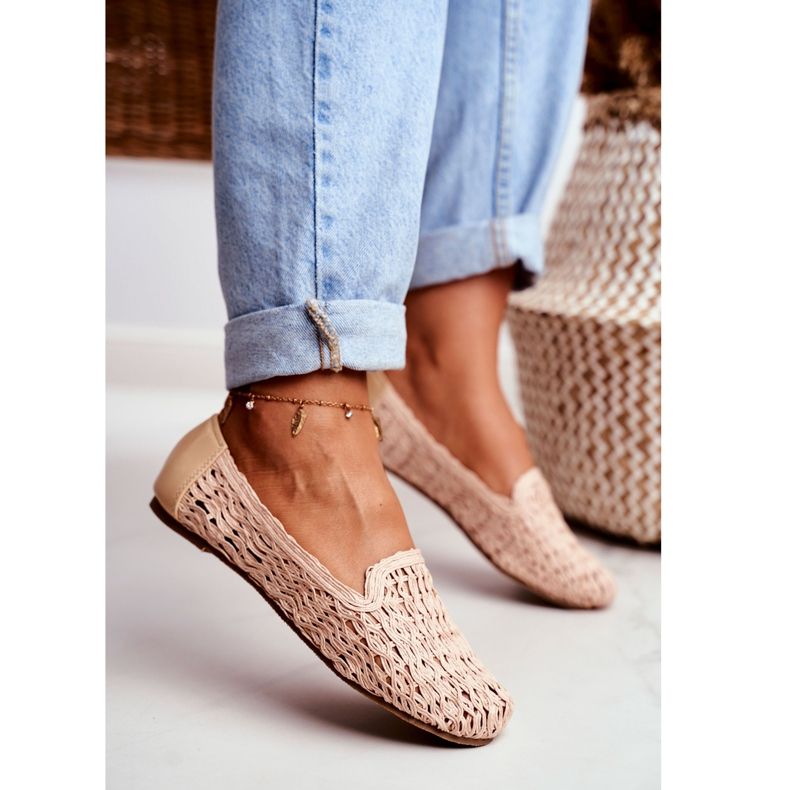 Ženske balerinke Lu Boo pletene bež 4Ever 2